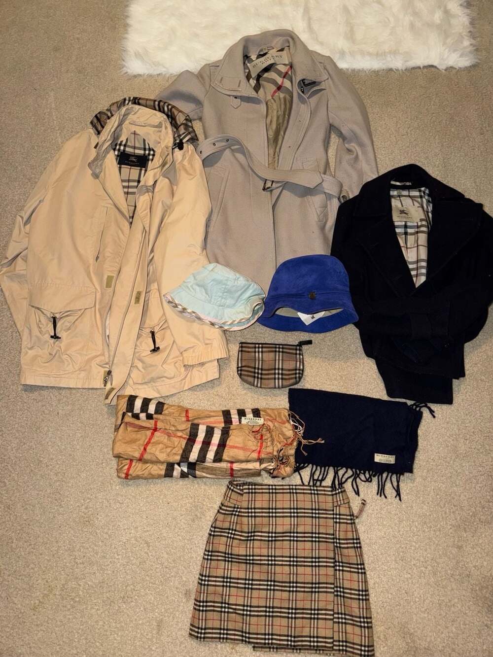 Burberry Lot of 10 Assorted Clothing Outerwear Accessories and Nova Check Items